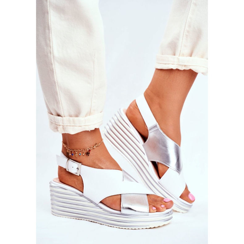 Sandálias femininas com cunha Sergio Leone Branco SK328 cinza 2