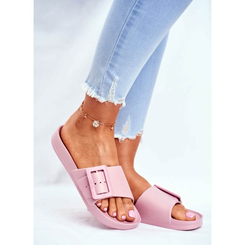 Chinelos femininos Big Star com fivela rosa FF274A387 1