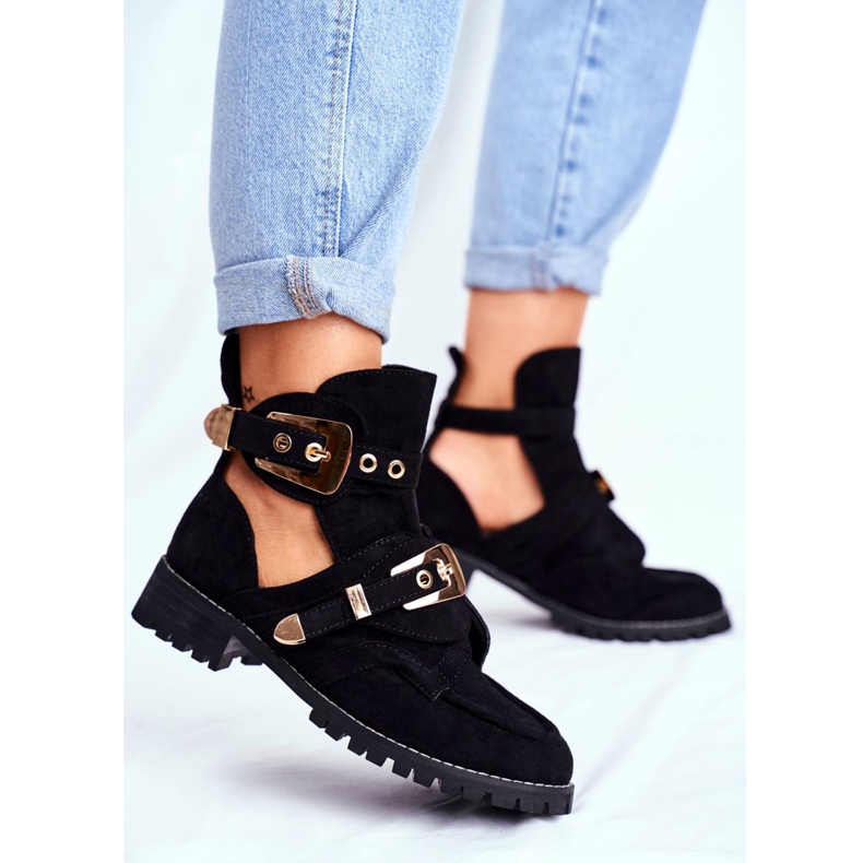 Sapatos recortados de camurça preta Lu Boo Rock Girl preto 2