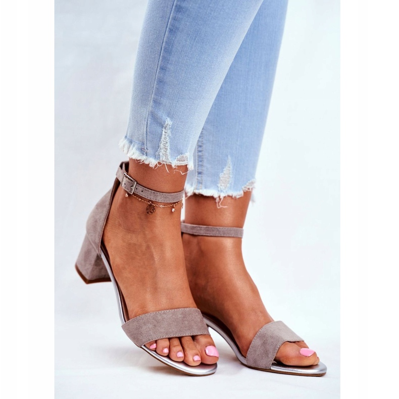 Sandálias femininas eco-camurça Sergio Leone cinza SK839 1