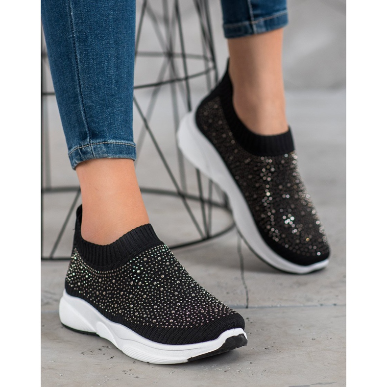 Kayla Calçados esportivos com cristais preto 1