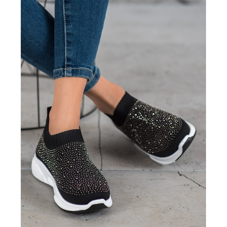 Kayla Calçados esportivos com cristais preto 2