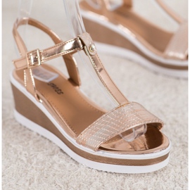 SHELOVET Cunhas douradas com couro ecológico dourado 1