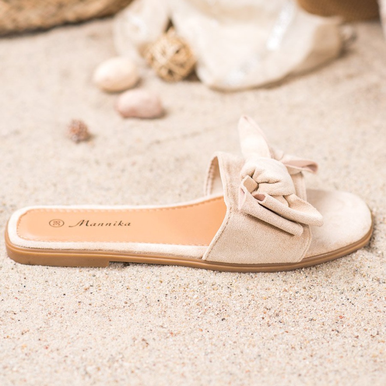 Mannika Chinelos com laço marrom 1