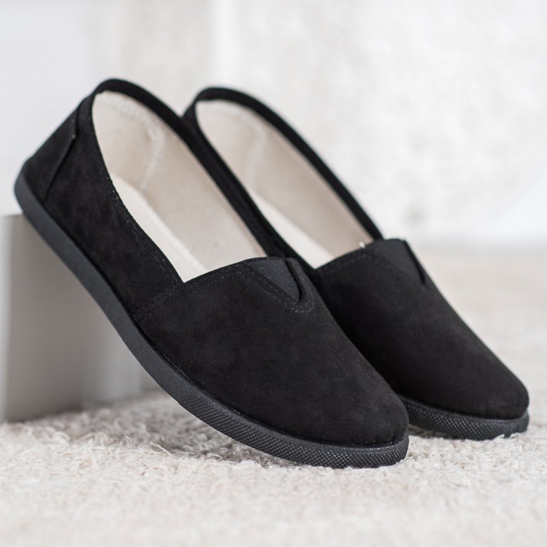 SHELOVET Slipons de camurça preto 1