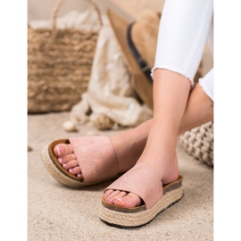 SHELOVET Chinelos alpercatas com brilho rosa 2