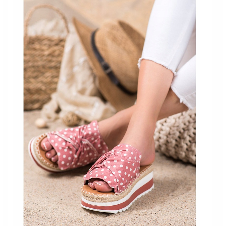 SHELOVET Chinelos em plataforma alta rosa 1