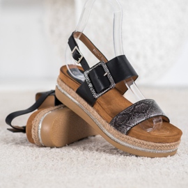 SHELOVET Sandals On the Snake Print Platform preto 1