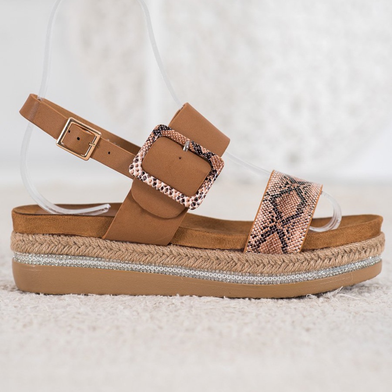 SHELOVET Sandals On the Snake Print Platform marrom 2