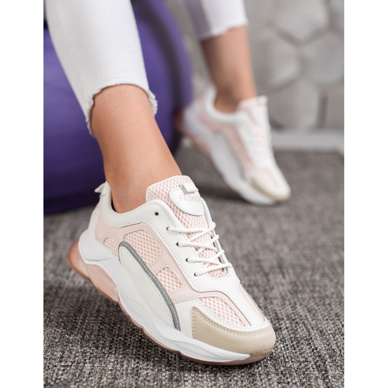 Via Giulia  Tênis Com Brilho Da Moda branco rosa 2 Via Giulia  Tênis Com Brilho Da Moda branco rosa 2