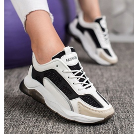 Via Giulia  Tênis Com Brilho Da Moda branco preto 2 Via Giulia  Tênis Com Brilho Da Moda branco preto 2