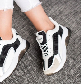 Via Giulia  Tênis Com Brilho Da Moda branco preto 1 Via Giulia  Tênis Com Brilho Da Moda branco preto 1