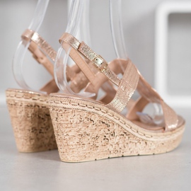 Renda Sandálias de cunha elegantes amarelo 1