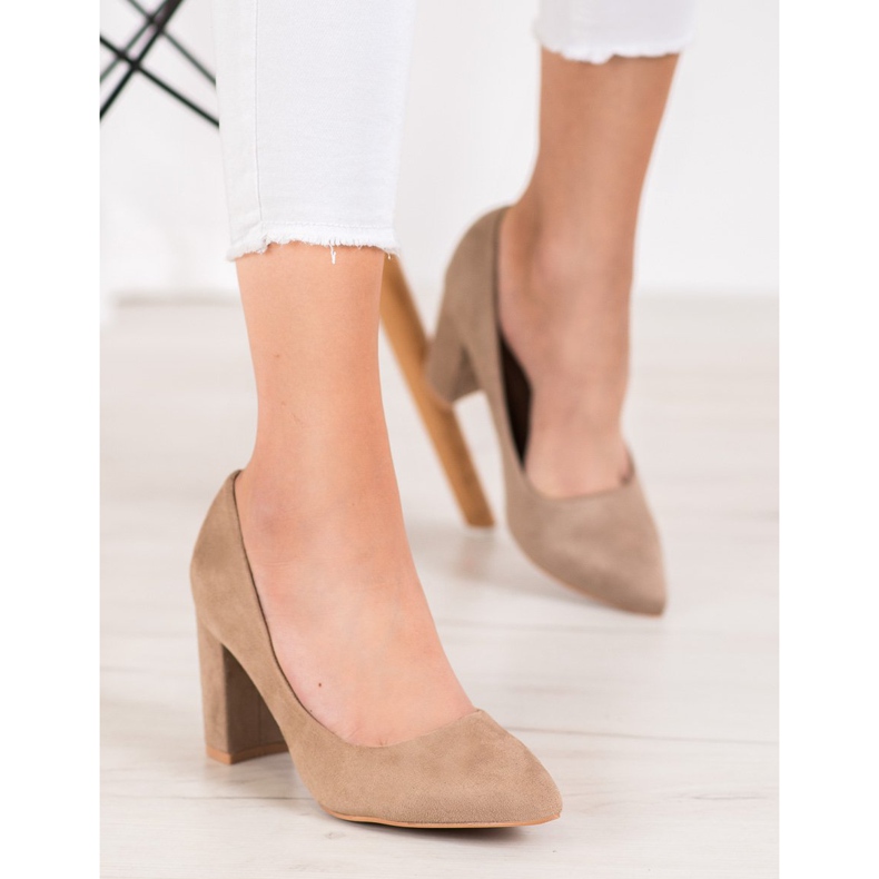 SHELOVET Salto alto camurça multicolorido cáqui 1