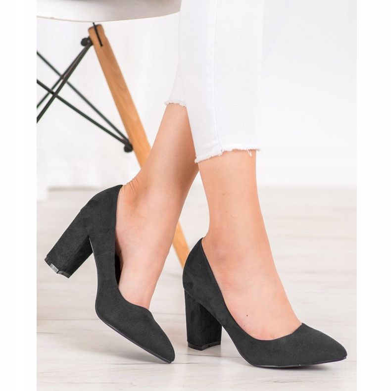 SHELOVET Salto alto camurça preto 1