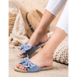 Renda Chinelos Elegantes Com Laço azul 1