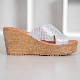 Renda Chinelos Silver Wedge cinza 1