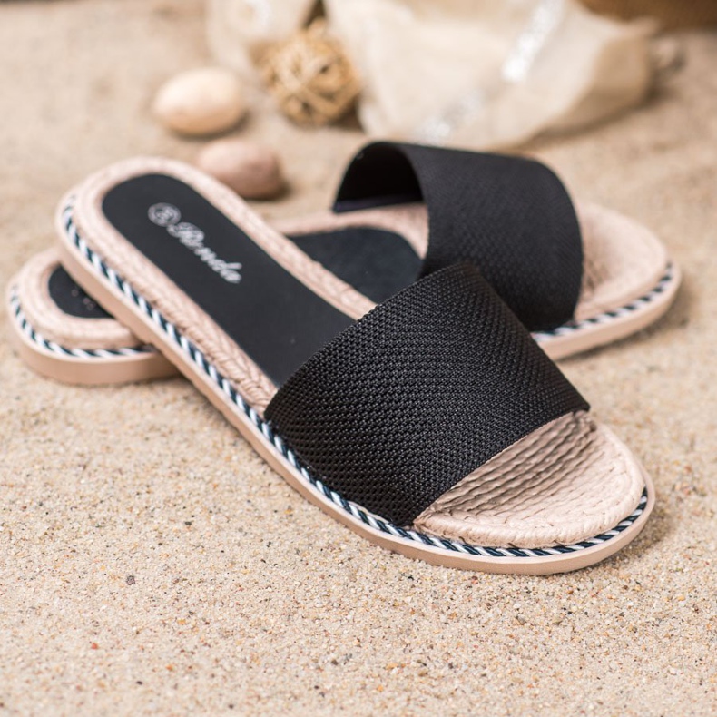 Renda Chinelos têxteis pretos 1