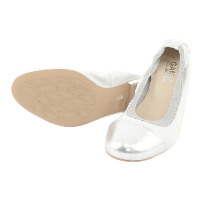 Gamis Bailarinas confortáveis ​​de couro prateado prata cinza 3