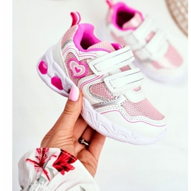 EVE Sapatos infantis esportivos de velcro branco brilhante escarlate rosa 2