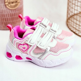 EVE Sapatos infantis esportivos de velcro branco brilhante escarlate rosa 1