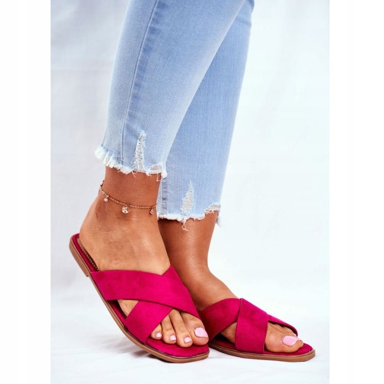 Cintos chinelos femininos na cruz fúcsia Filipinas rosa 1