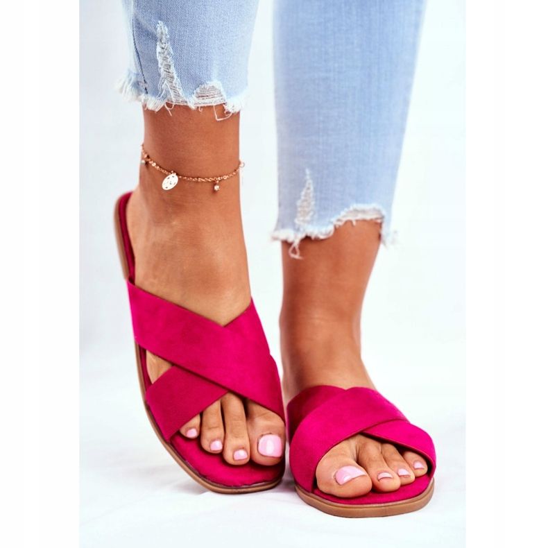 Cintos chinelos femininos na cruz fúcsia Filipinas rosa 2