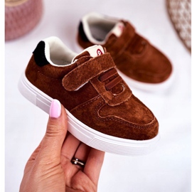 Apawwa Tênis infantil camurça com velcro marrom trelmo 1