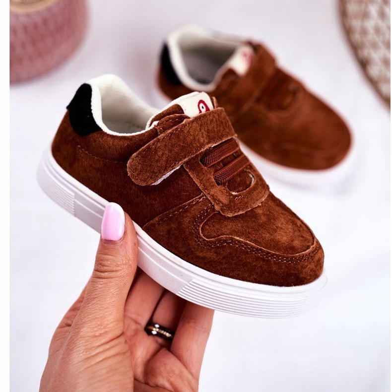 Apawwa Tênis infantil camurça com velcro marrom trelmo 1