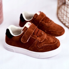 Apawwa Tênis infantil camurça com velcro marrom trelmo 2