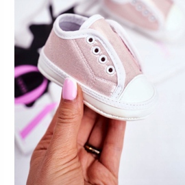 Apawwa Tênis infantil velcro com brocado batismo rosa milley 1