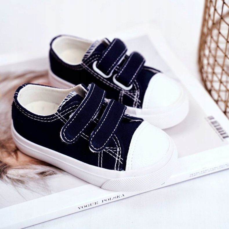 Apawwa Tênis infantil fanot azul marinho com velcro azul-marinho 2
