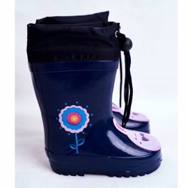 Apawwa Botas de chuva infantil de borracha Azul Marinho Coelho Mordeso azul-marinho rosa 2