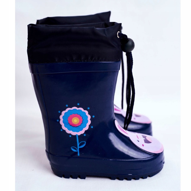 Apawwa Botas de chuva infantil de borracha Azul Marinho Coelho Mordeso azul-marinho rosa 2