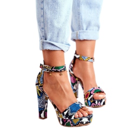 SEA Sandálias Femininas com Salto Alto Cobra Fígaro Colorido multicolorido 1