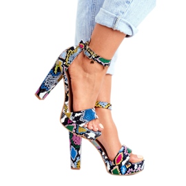 SEA Sandálias Femininas com Salto Alto Cobra Fígaro Colorido multicolorido 2