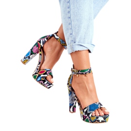 SEA Sandálias Femininas com Salto Alto Cobra Fígaro Colorido multicolorido 3