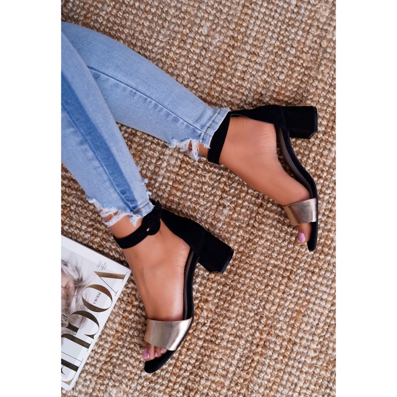 Sandálias Femininas Maciejka Couro Suede Preto 04141-25 / 00-5 amarelo 4