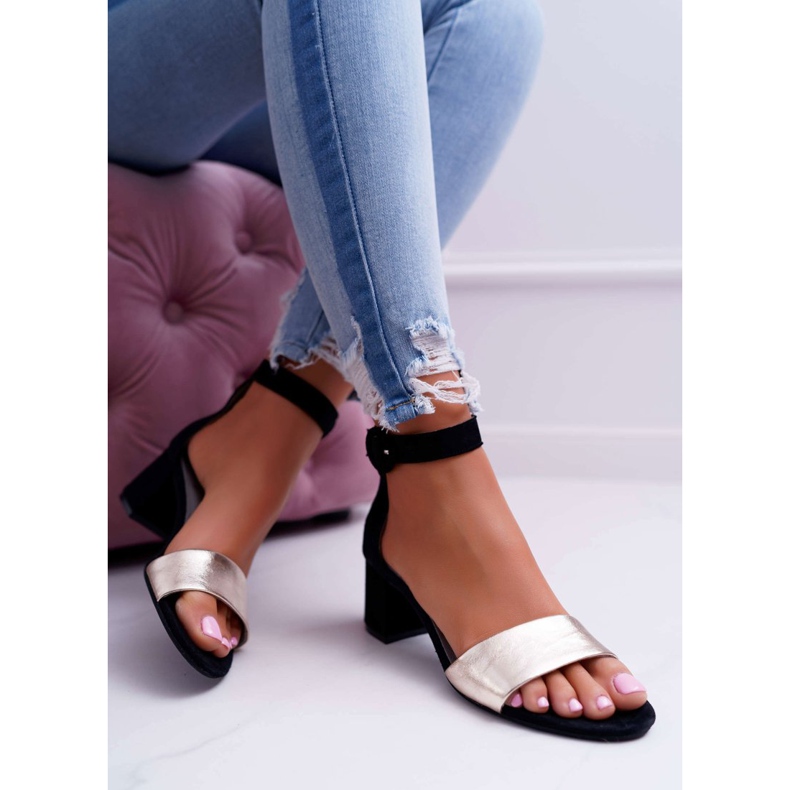 Sandálias Femininas Maciejka Couro Suede Preto 04141-25 / 00-5 amarelo 2