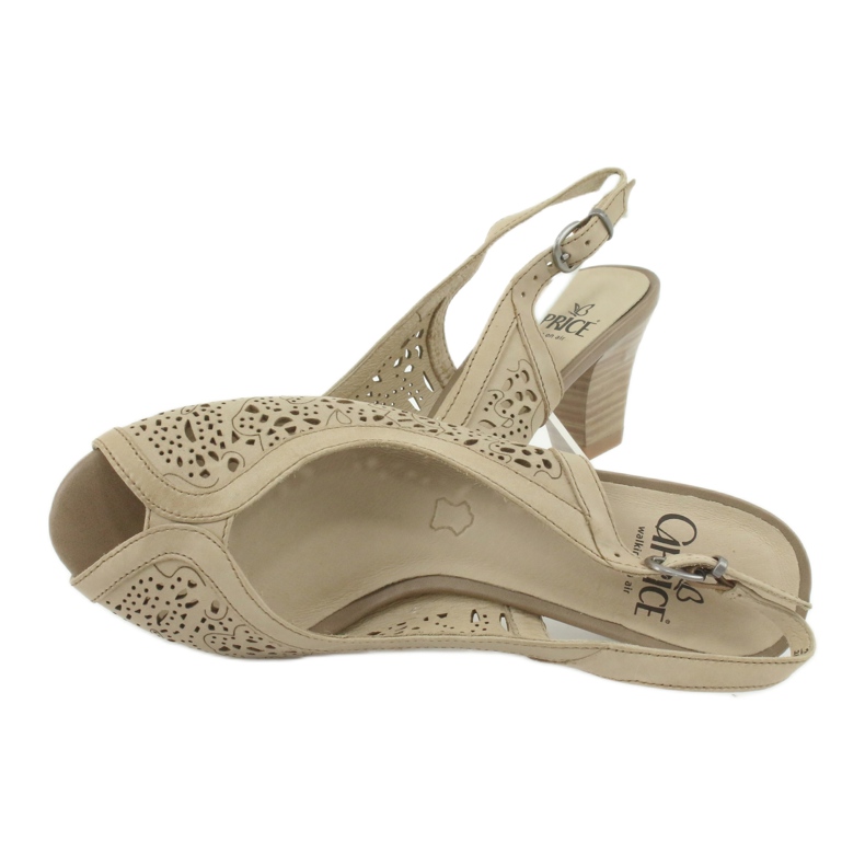 Sandálias de Couro Caprice Openwork 29606 bege 3