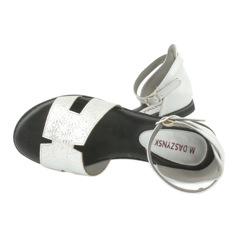 M.Daszyński Sandálias prateadas com salto Daszyński MR1848-17 preto cinza 4 M.Daszyński Sandálias prateadas com salto Daszyński MR1848-17 preto cinza 4