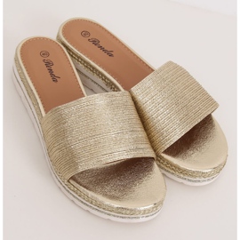 Chinelos femininos dourados dourados 222-32 ouro 1