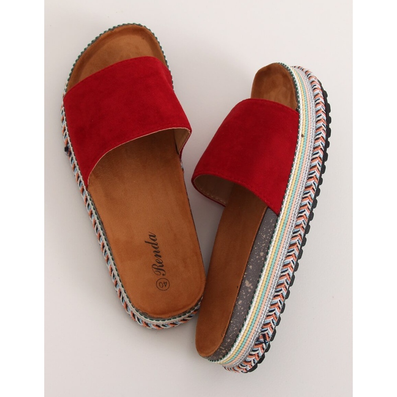 Chinelos vermelhos femininos vermelhos BQ-50 Red 1