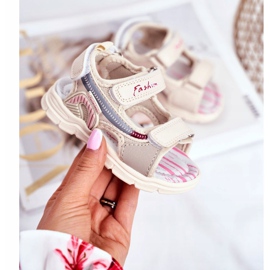 PL1 Sandálias infantis com velcro Beżowe Grobino bege 1