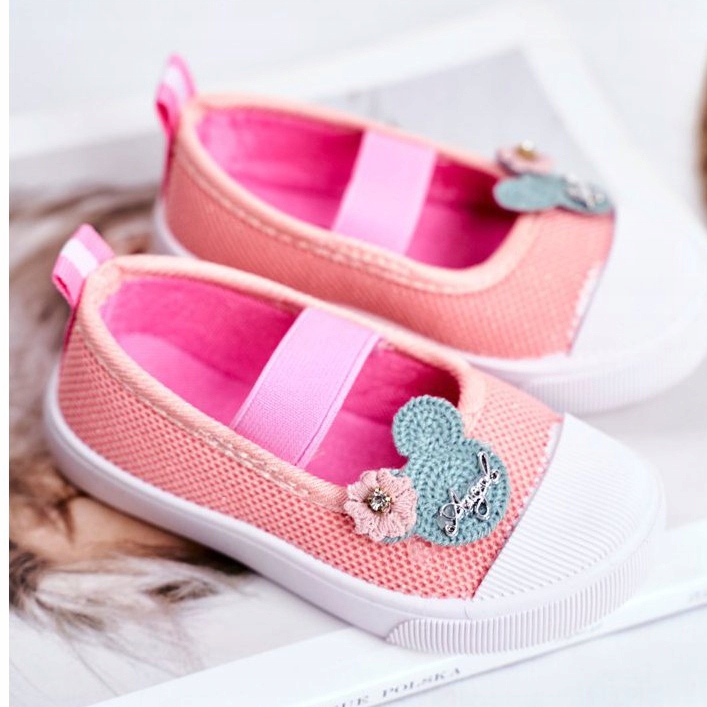 Le Scarpe Tênis infantil com Velcro Estienne de Salmão rosa 2