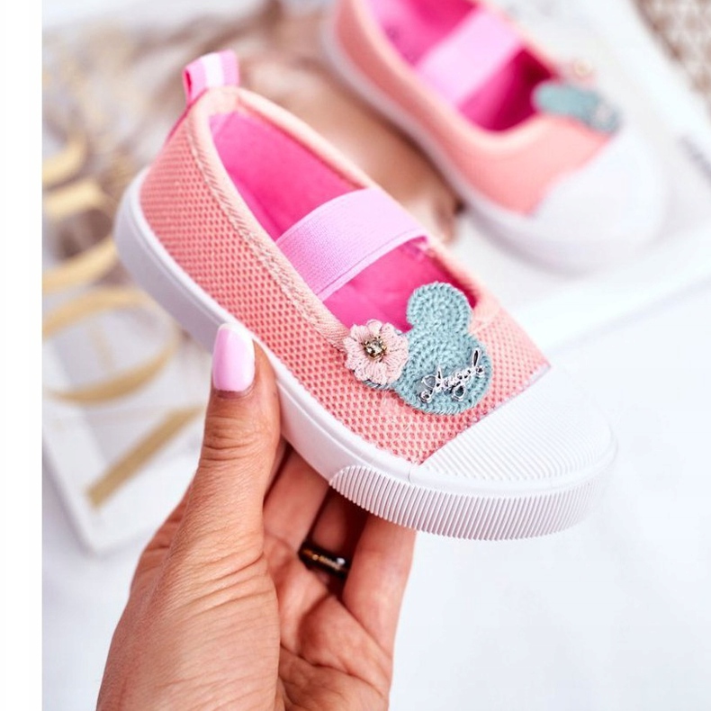 Le Scarpe Tênis infantil com Velcro Estienne de Salmão rosa 1