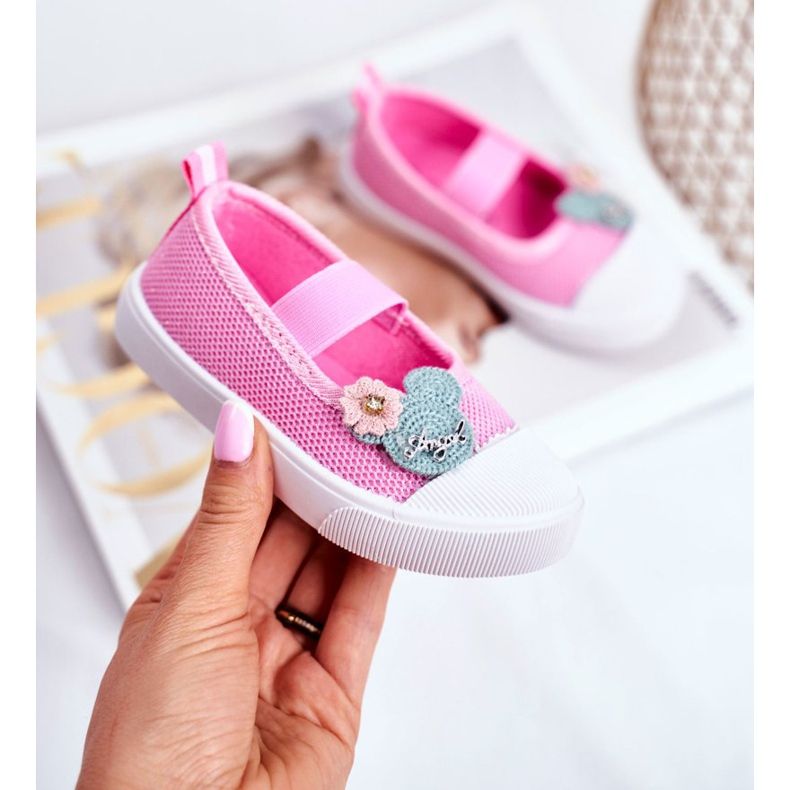 Le Scarpe Tênis infantil de velcro rosa Estienne 2