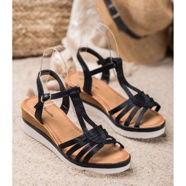 Mannika Sandálias de cunha confortáveis preto 1