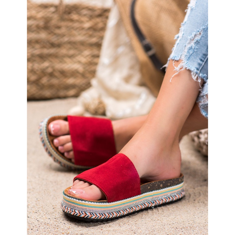 Renda Chinelos na plataforma vermelho 2