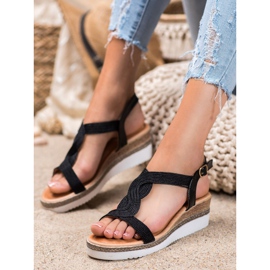 Diamantique Sandálias Têxteis de Cunha preto 1